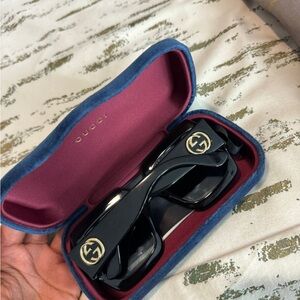 Gucci Black Sunglasses with Gold Accents